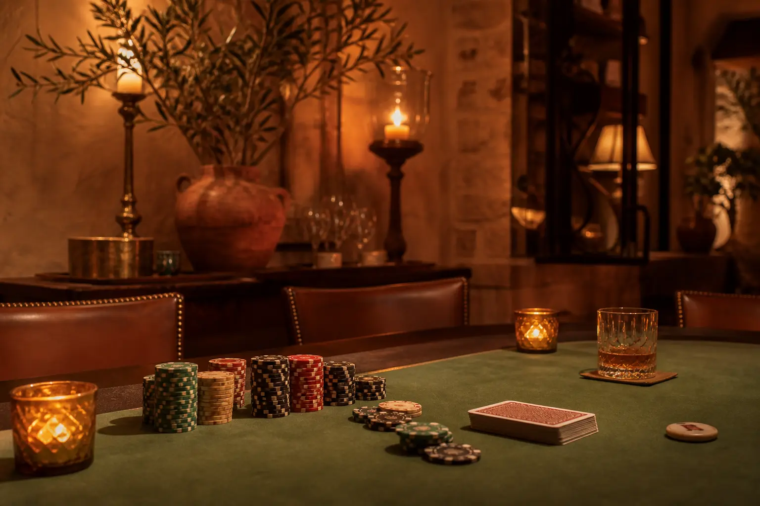 Mesa de póker en el salón