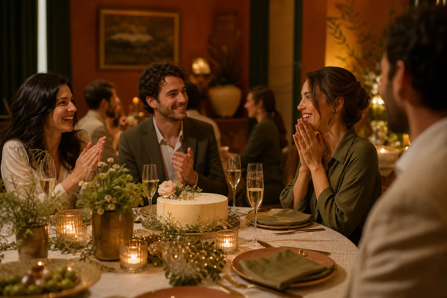 Cena de cumpleaños en el salón